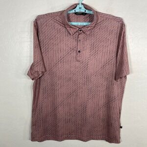 7‎ Diamonds Polo Shirt Mens XL Pink Blue Golf 4 Way Stretch Striped Geometric